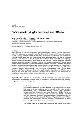 Nature Based Zoning for the Coastal Area of Bursa