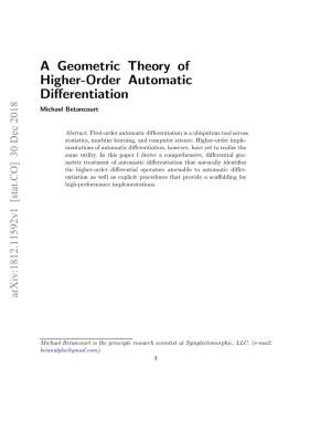 A Geometric Theory of Higher-Order Automatic Differentiation