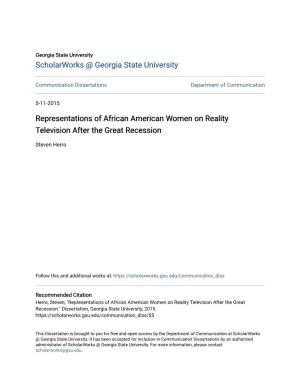 Representations of African American Women on Reality Television After the Great Recession