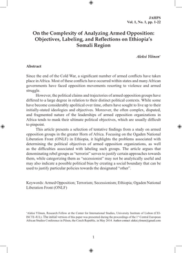Objectives, Labeling, and Reflections on Ethiopia’S Somali Region