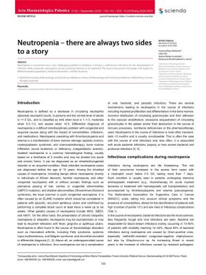 Neutropenia – There Are Always Two Sides to a Story