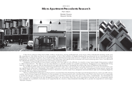 Micro Apartment Precedents Research Prof