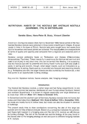Nutrltlonal HABITS of the NOCTULE BAT NYCTALUS NOCTULA (SCHREBER, 17I4) in SWITZERLAND