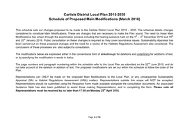 Carlisle District Local Plan 2015-2030 Schedule of Proposed Main Modifications (March 2016)