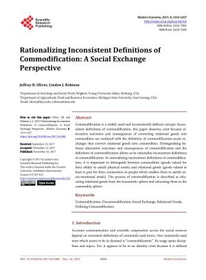 Rationalizing Inconsistent Definitions of Commodification: a Social Exchange Perspective