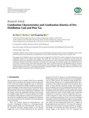 Combustion Characteristics and Combustion Kinetics of Dry Distillation Coal and Pine Tar