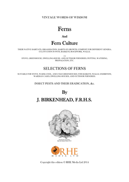 Ferns and Fern Culture