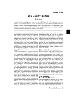 2013 Legislative Elections by Tim Storey