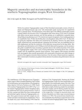 Magnetic Anomalies and Metamorphic Boundaries in the Southern Nagssugtoqidian Orogen, West Greenland