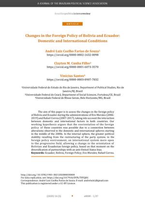 Changes in the Foreign Policy of Bolivia and Ecuador: Domestic and International Conditions