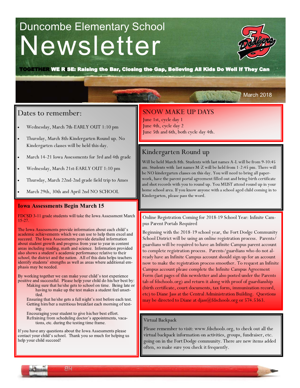 Duncombe Elementary March 2018 Newsletter