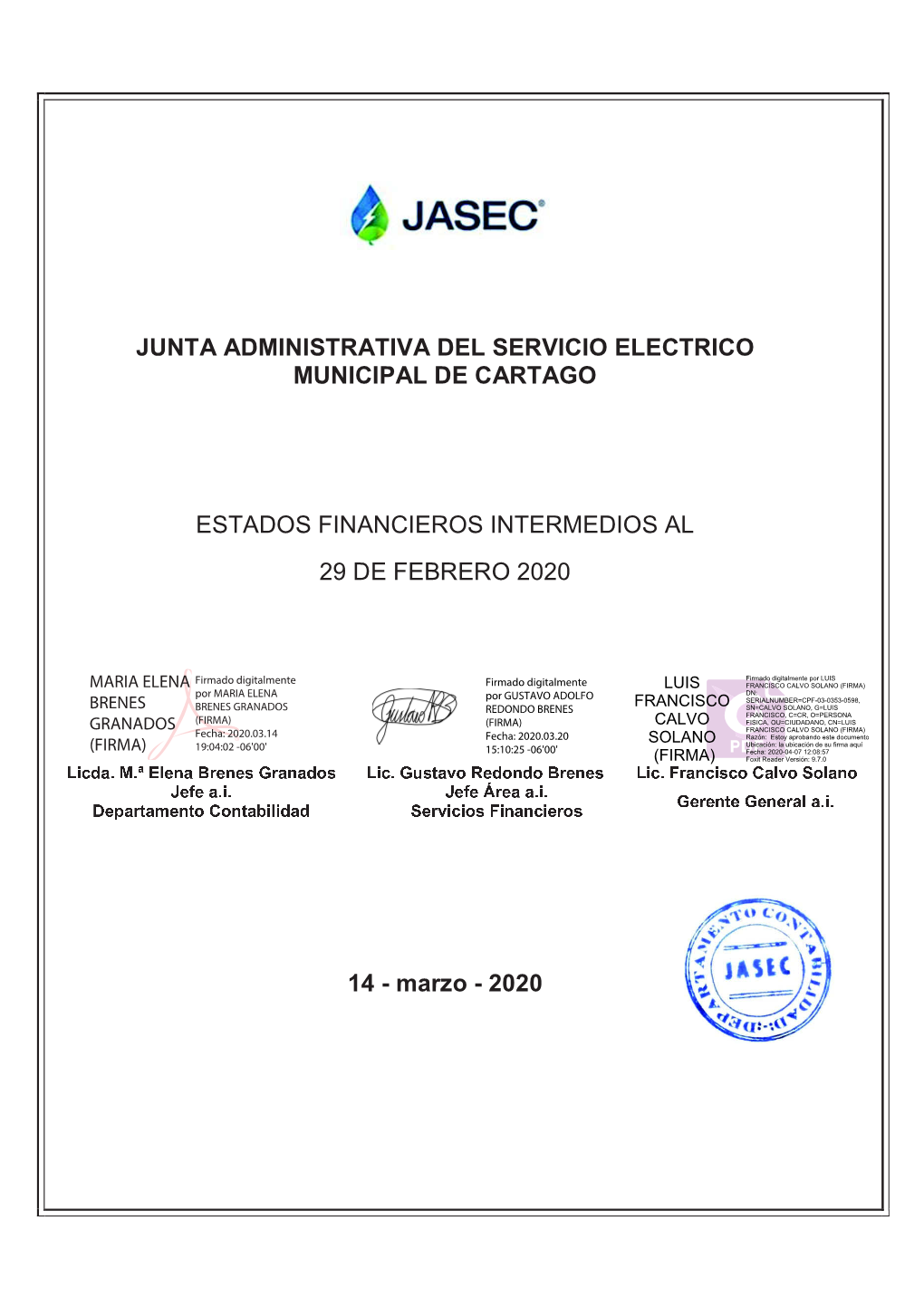 Estados Financieros JASEC Febrero 2020 Final