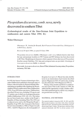 Pleopsidiumdiscurrens, Comb. Nova, Newly Discovered in Southern Tibet