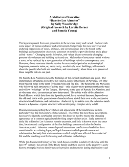 Architectural Narrative “Rancho Los Alamitos” by Sally Woodbridge (Original Research by Loretta Berner and Pamela Young)