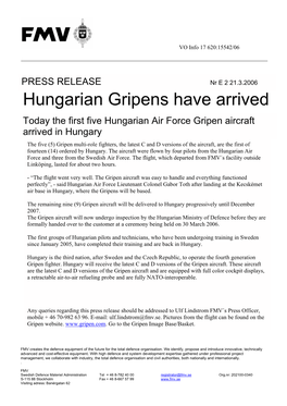 Hungarian Gripens Have Arrived