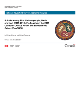Suicide Among First Nations People, Métis and Inuit (2011-2016): Findings from the 2011 Canadian Census Health and Environment Cohort (Canchec)