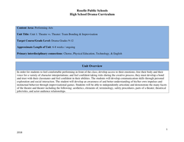 Roselle Public Schools High School Drama Curriculum Unit Overview
