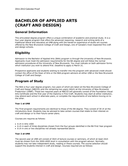 Bachelor of Applied Arts (Craft and Design)