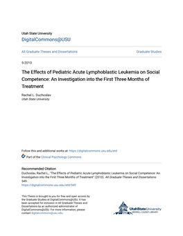 The Effects of Pediatric Acute Lymphoblastic Leukemia on Social Competence: an Investigation Into the First Three Months of Treatment