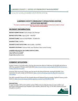 Larimer County Emergency Operations Center Situation Report