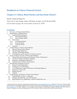 Chinese Bond Market and Interbank Market1 Contents