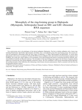 Monophyly of the Ring-Forming Group in Diplopoda (Myriapoda, Arthropoda) Based on SSU and LSU Ribosomal RNA Sequences