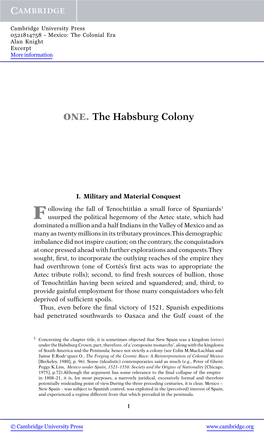 ONE. the Habsburg Colony