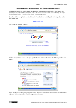 Setting up a Google Account Together with Google Reader and Igoogle