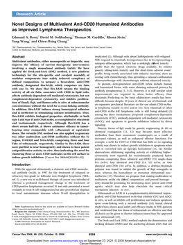 Novel Designs of Multivalent Anti-CD20 Humanized Antibodies As Improved Lymphoma Therapeutics