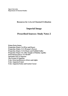 Imperial Image Prescribed Sources: Study Notes 2