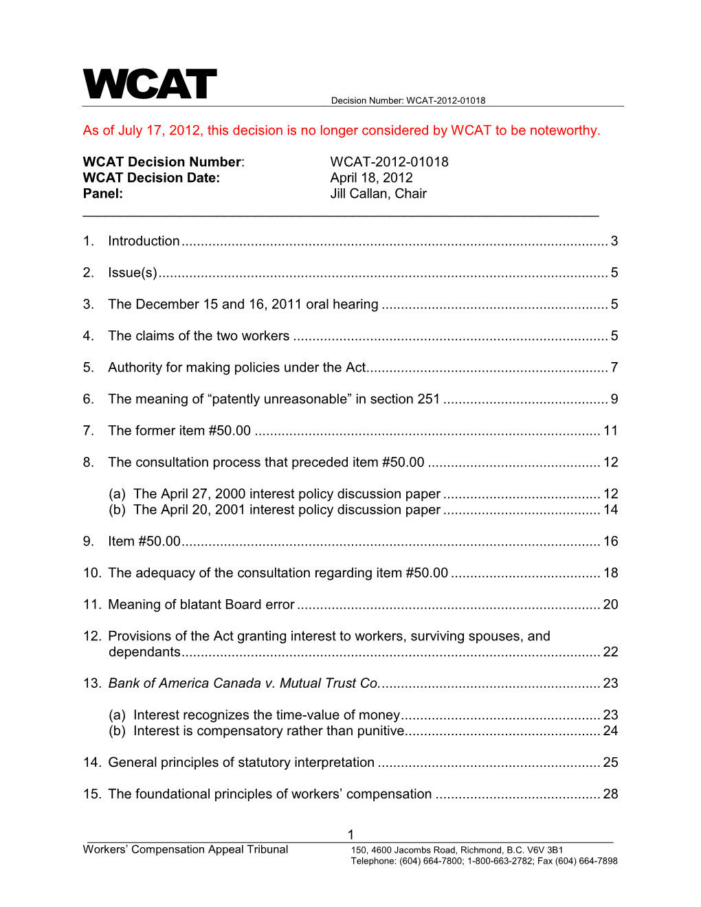 WCAT Decision 2012-01018