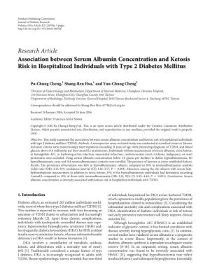 Association Between Serum Albumin Concentration and Ketosis Risk in Hospitalized Individuals with Type 2 Diabetes Mellitus