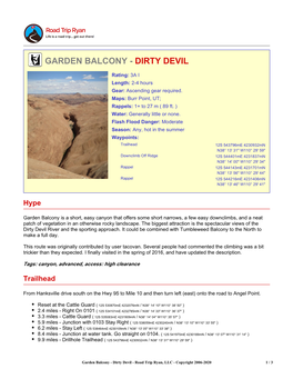Garden Balcony - Dirty Devil