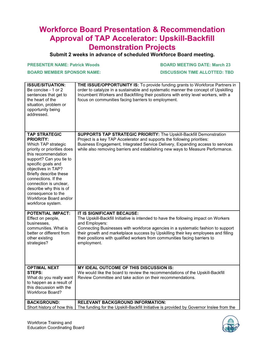 Tec Issue Worksheet