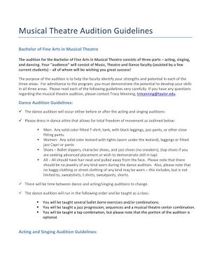Musical Theatre Audition Guidelines
