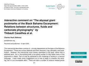 The Abyssal Giant Pockmarks of the Black Bahama Escarpment: Relations Between Structures, ﬂuids and Carbonate Physiography” by Thibault Cavailhes Et Al