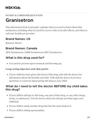 Granisetron: Pediatric Medication