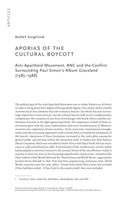 Aporias of the Cultural Boycott