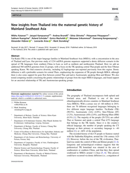 New Insights from Thailand Into the Maternal Genetic History of Mainland Southeast Asia