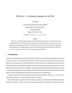 Webscript – a Scripting Language for the Web