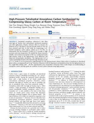 High-Pressure Tetrahedral Amorphous Carbon Synthesized By