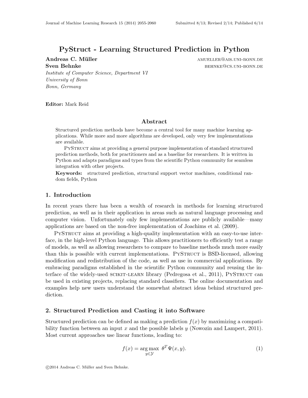 Pystruct - Learning Structured Prediction in Python Andreas C