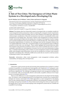 A Tale of Two Cities: the Emergence of Urban Waste Systems in a Developed and a Developing City