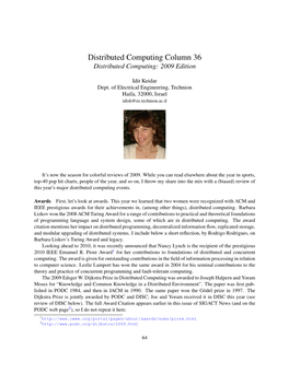 Distributed Computing Column 36 Distributed Computing: 2009 Edition