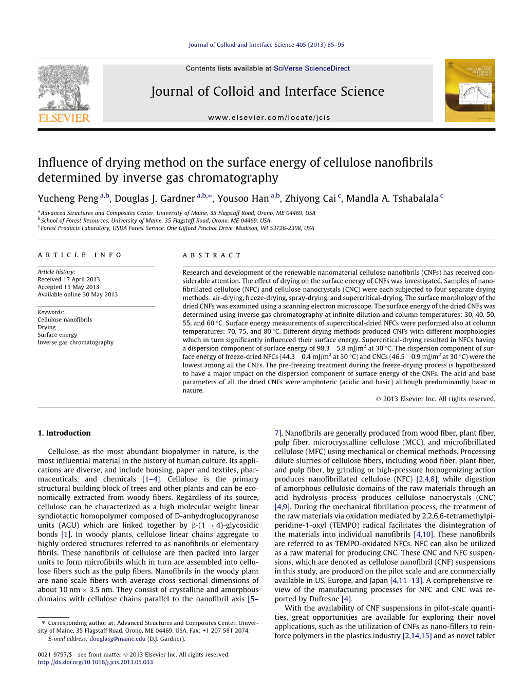 Influence of Drying Method on the Surface Energy of Cellulose