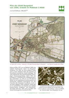 Plan Der Stadt Bergedorf Von 1904, Erstellt Im Maßstab 1:4000