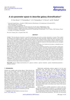 A Six-Parameter Space to Describe Galaxy Diversification⋆