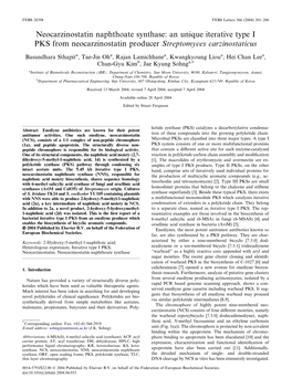 Neocarzinostatin Naphthoate Synthase: an Unique Iterative Type I PKS from Neocarzinostatin Producer Streptomyces Carzinostaticus