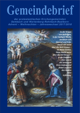 Der Protestantischen Kirchengemeinden Sembach Und Wartenberg-Rohrbach-Baalborn Advent – Weihnachten – Jahreswechsel 2017/2018