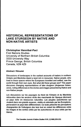Historical Representations of Lake Sturgeon by Native and Non-Native Artists